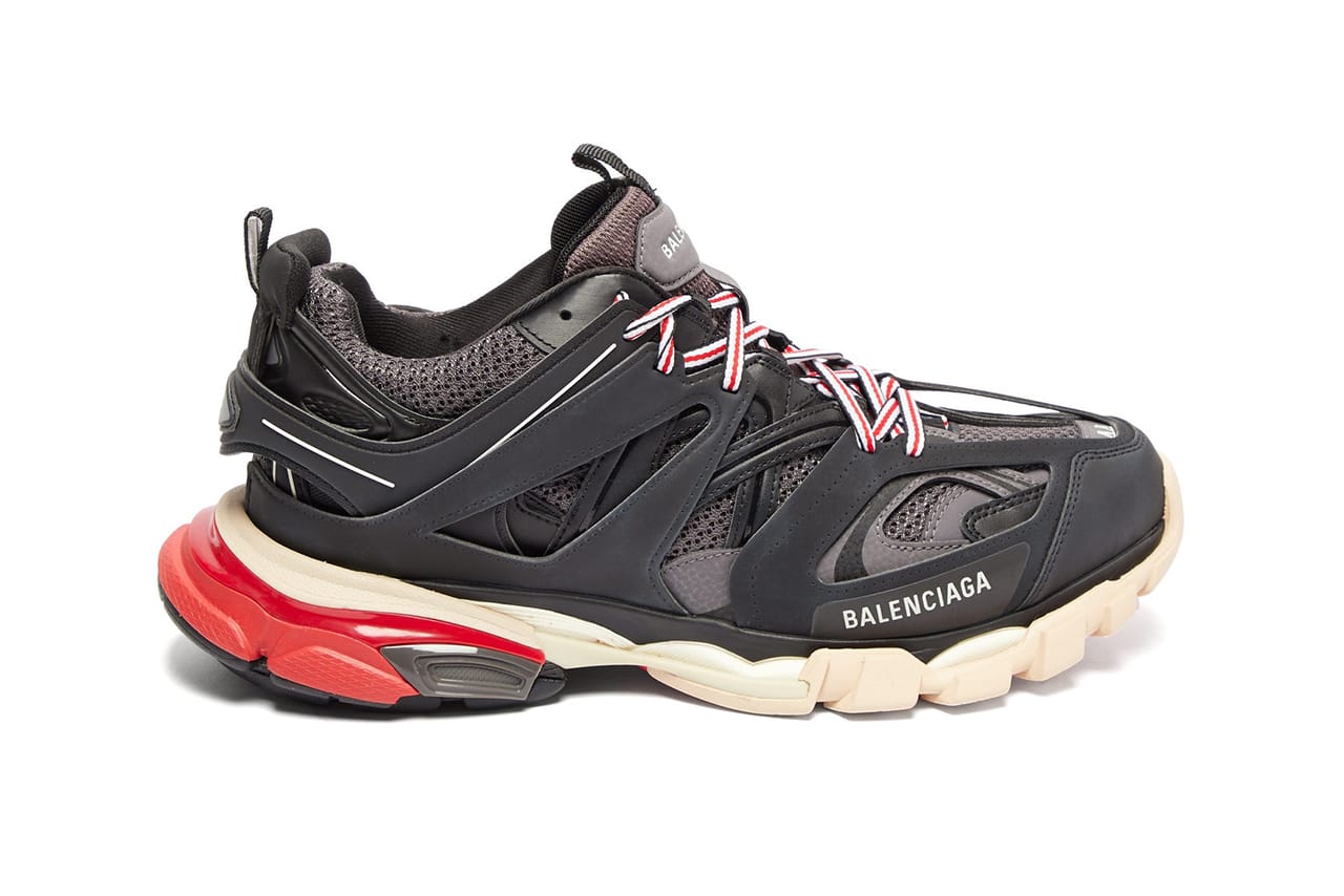 balenciaga sale Track leather and mesh low top trainers STYLALY